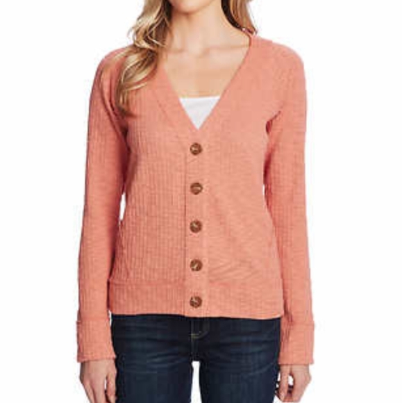 Vince Camuto Sweaters - NEW Two by Vince Camuto Cardigan Sweater Slub Knit Pink Coral Textured Ladies S